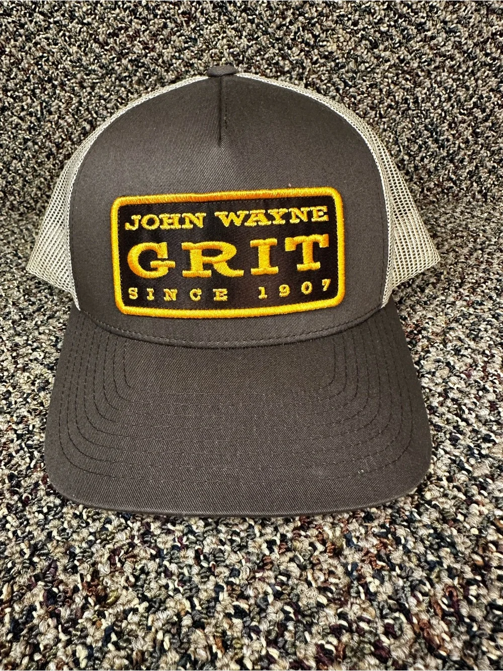 John Wayne GRIT Trucker Hat - Brown with Yellow Patch